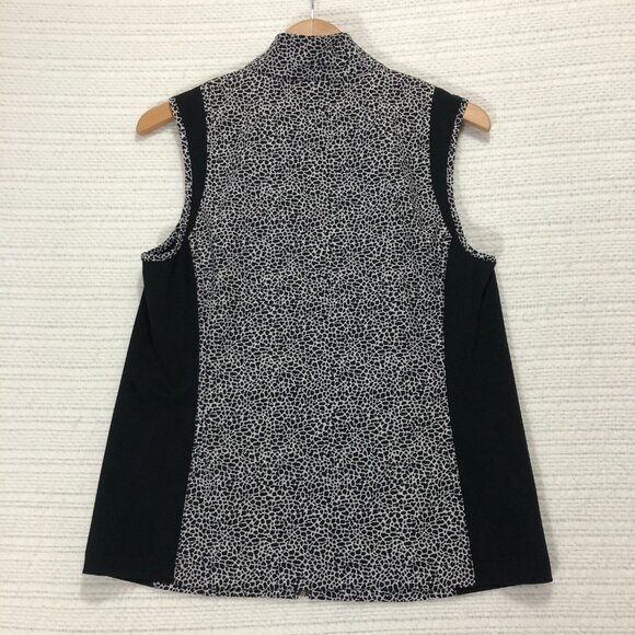 Chico's Weekends Women's Size 1 Full Zipper Sleeveless Vest Black and White - Picture 6 of 10